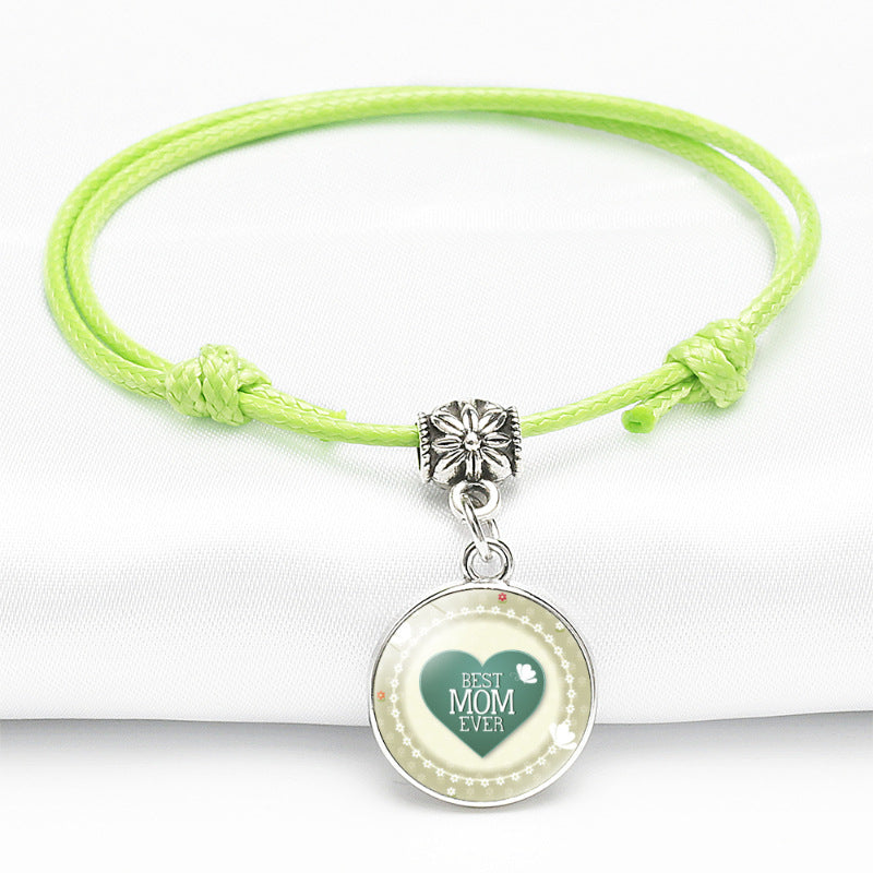 Wholesale Color MOM Series Time Gemstone Leather Bracelet